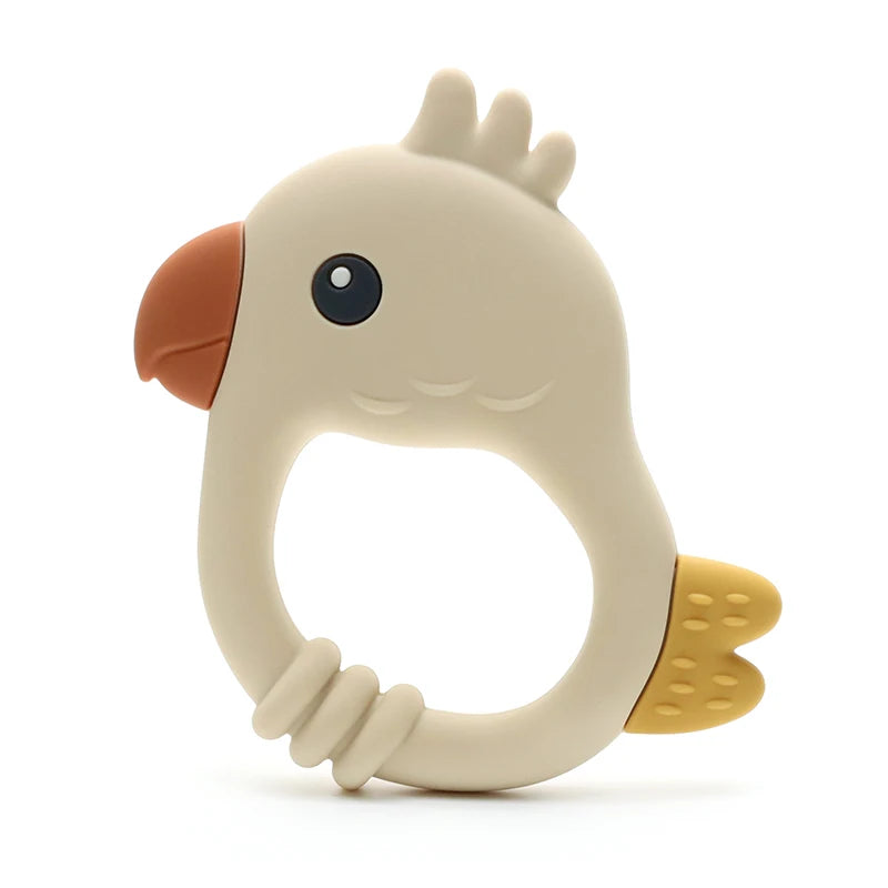 2026 New Design Colorful Parrot Teether - Food-Grade Silicone Baby Teething Toy (BPA-Free) Baby Teether