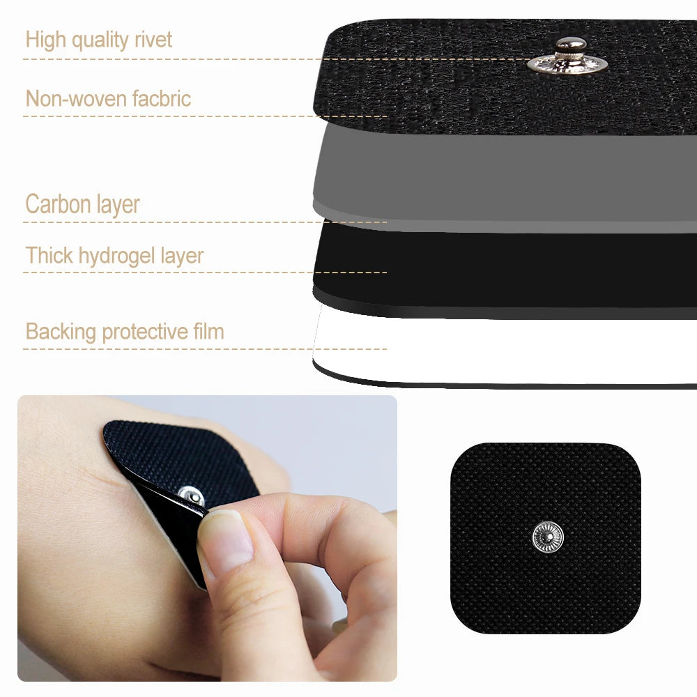 5*5cm Electrode Pads White Black Tens Machine Reusable EMS Acupuncture Body Muscle Massager Sticker Accessories Adhesive Patch