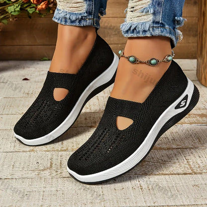 Spring Breathable Mesh Flats Shoes for Women Comfortable Slip on Casual Shoes Woman Lightweight Soft Bottom Loafers Plus Size 43