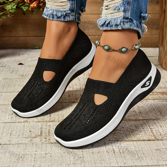 Spring Breathable Mesh Flats Shoes for Women Comfortable Slip on Casual Shoes Woman Lightweight Soft Bottom Loafers Plus Size 43