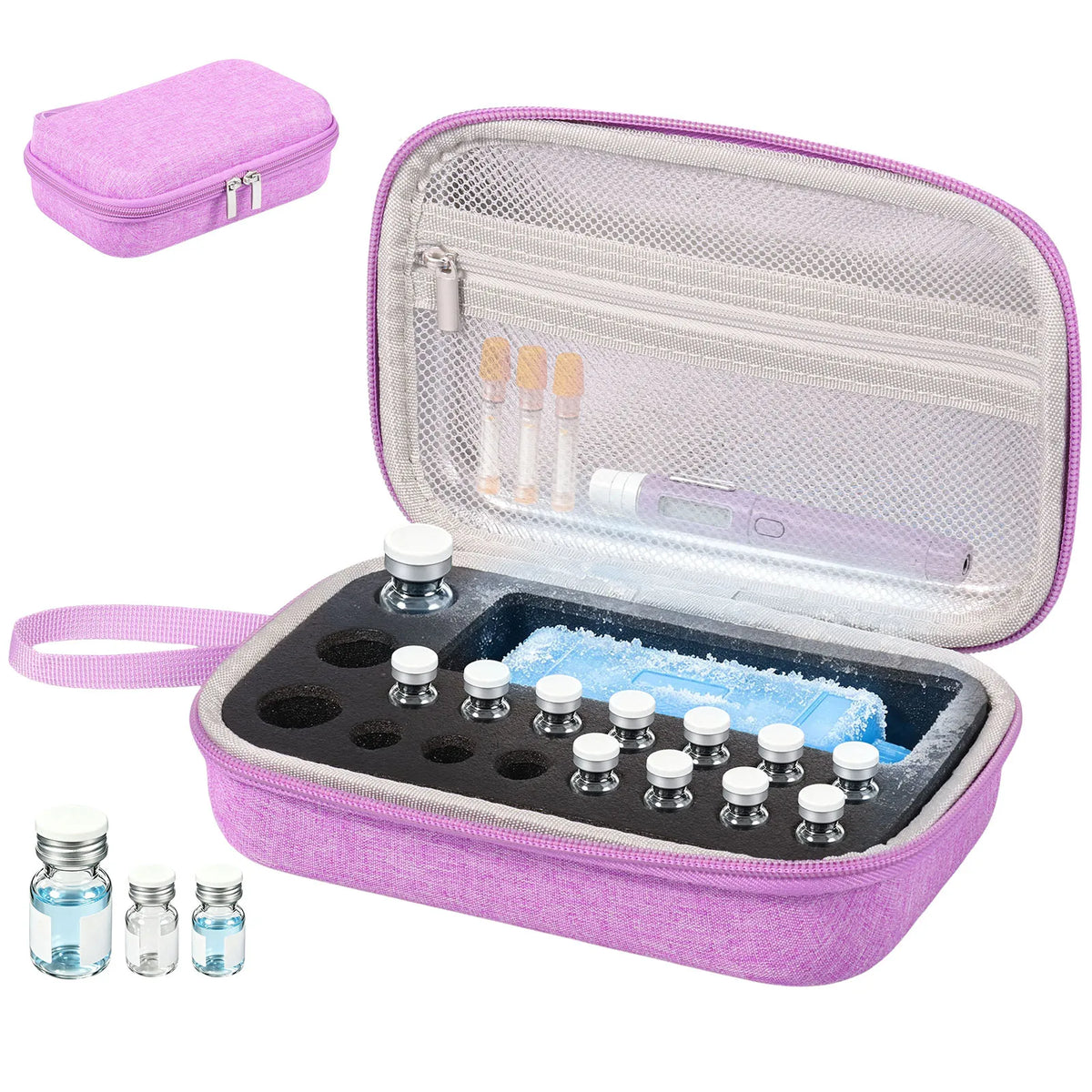 Insulin Vial Case 3ml 30ml Portable Medicine Organizer EVA Oxford Storage Box With Foam Slots For Travel Fridge Storage