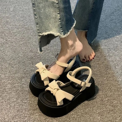 Women Summer Platform Sandals New Open Toe Chunky High Heel Ladies Shoes Casual Flat Bottom Black Heeled Sandalias Femininas