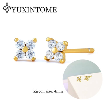 925 Sterling Silver Ear needles Crystal Zircon Small studs Earrings for Women gold-plated round Piercing Earrings New in 2022
