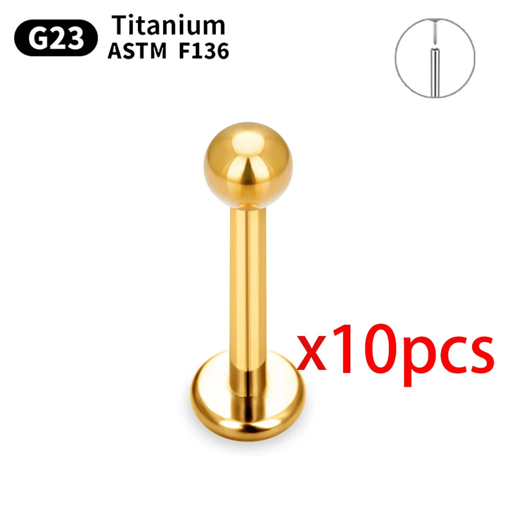 1.5mm/2mm/3mm/4mm 10pcs G23 Titanium Piercing Labret Lip Stud Earrings for Women Wholesale Body Jewelry Nasal 20/18/16G Labret