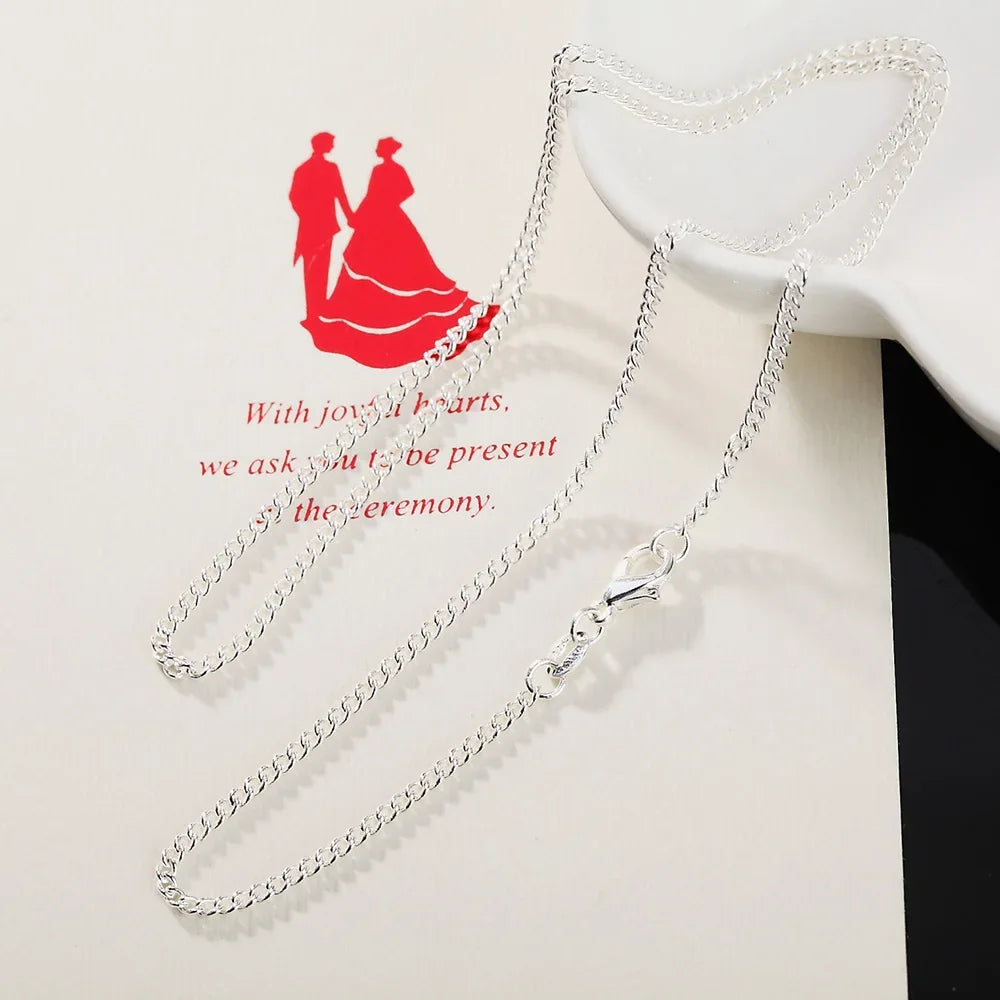 Hot nice 925 Sterling Silver Necklace 16-30 Inches 2MM String Chain For Women Men High Quality Jewelrys Gifts 40-70cm