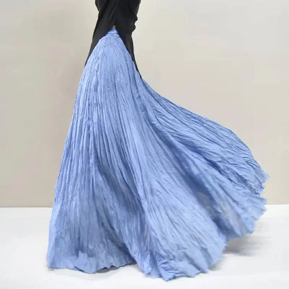 Pleated Long Skirts Women 2026 Spring Summer Fashion Loose Casual Elegant Maxi Skirt