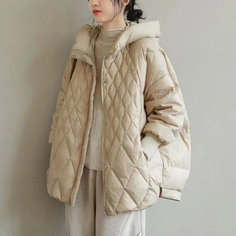 Women's Hooded Diamond-Quilted Jacket