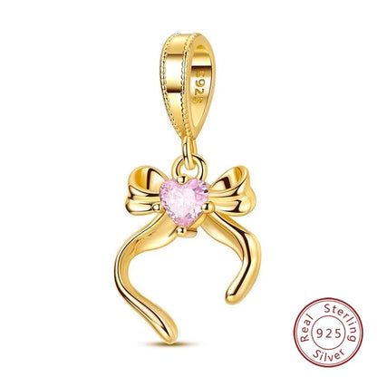 Hot Sales 925 Sterling Silver Golden Series Charms Leopard Little Bear Starfish Bow Bead Fit Original Bracelet DIY Women Jewelry