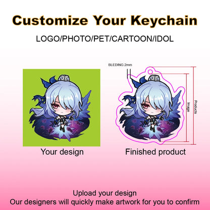 Personalized Acrylic Keychain Charm Logo Keychain DIY Photo Transparent Printing Design Anime Custom Acrylic Keychains