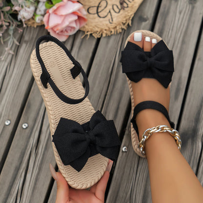 Women Slippers 2024 New Summer Lightweight Sandals Fashion Beach Casual Slippers Outdoor Bow Tie Flat Shoes Home Slides Women