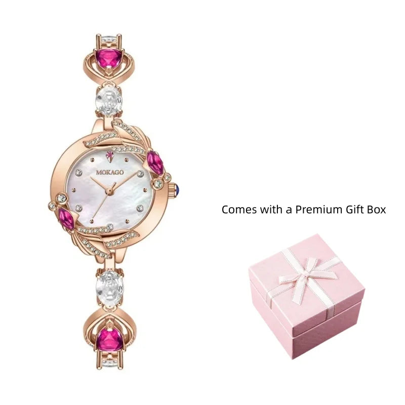 Vintage Small Dial Fish Design Women's Watch Luxury Waterproof Quartz Diamond Bracelet Gemstone Strap Fashion Daily Party Gift