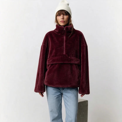 Laur 2026 Designer Faux Fur Coat, New Winter Style, Warm Pullover Zipper Top Simple Stylish And Elegant