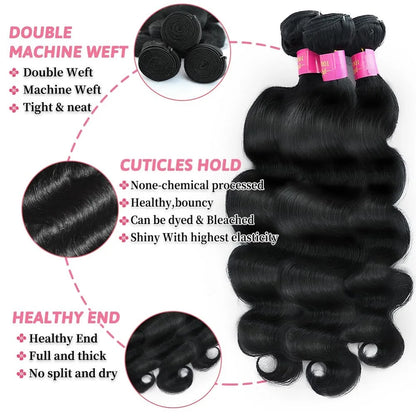 Natural Colored Body Wave Human Hair Bundles For Women Remy Hair Extensions 1/3/4 Pcs Natural Body Wave Weave Bundles 10-40 Inch
