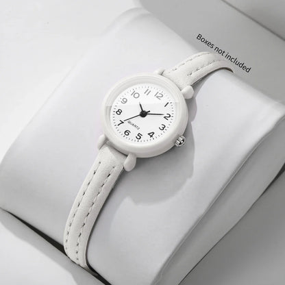 Minimalist Ultra-thin Ladies Quartz Watch Small Arabic Dial Fashion Leather Strap Wristwatch Relogio Feminino（Without Box）