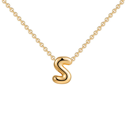 Dainty Mini Bubble Letter Necklace Gold Plated Balloon Initial Tiny Small Pendent Necklaces for Women Jewelry Teen Girls Gifts