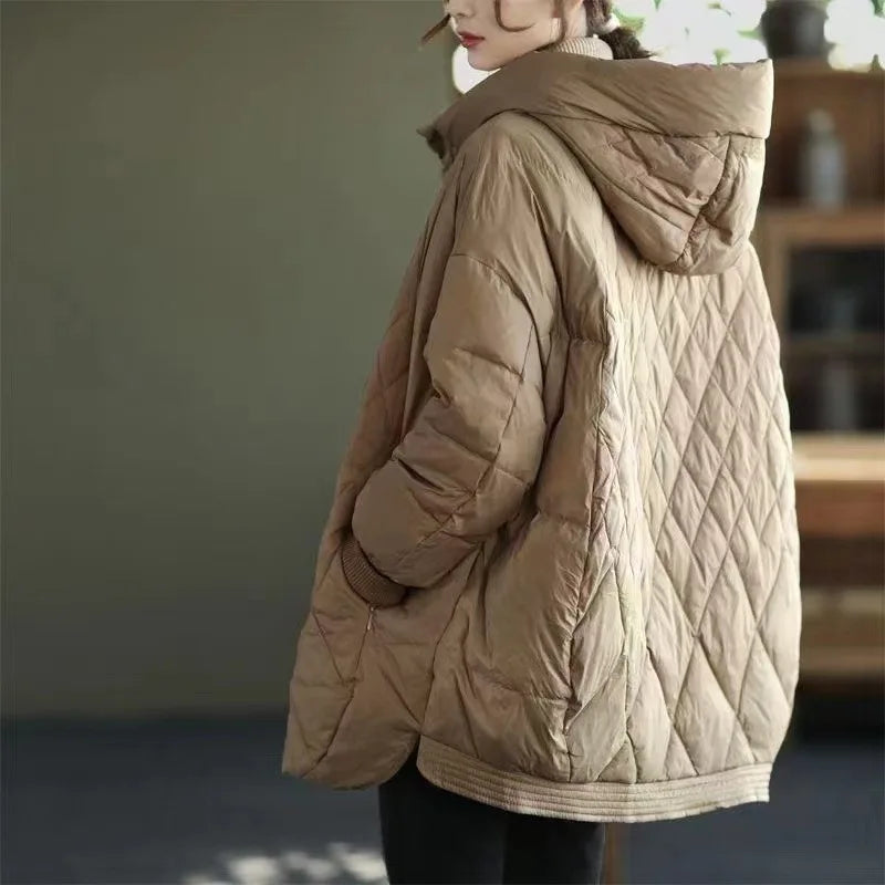 Women's Hooded Diamond-Quilted Jacket