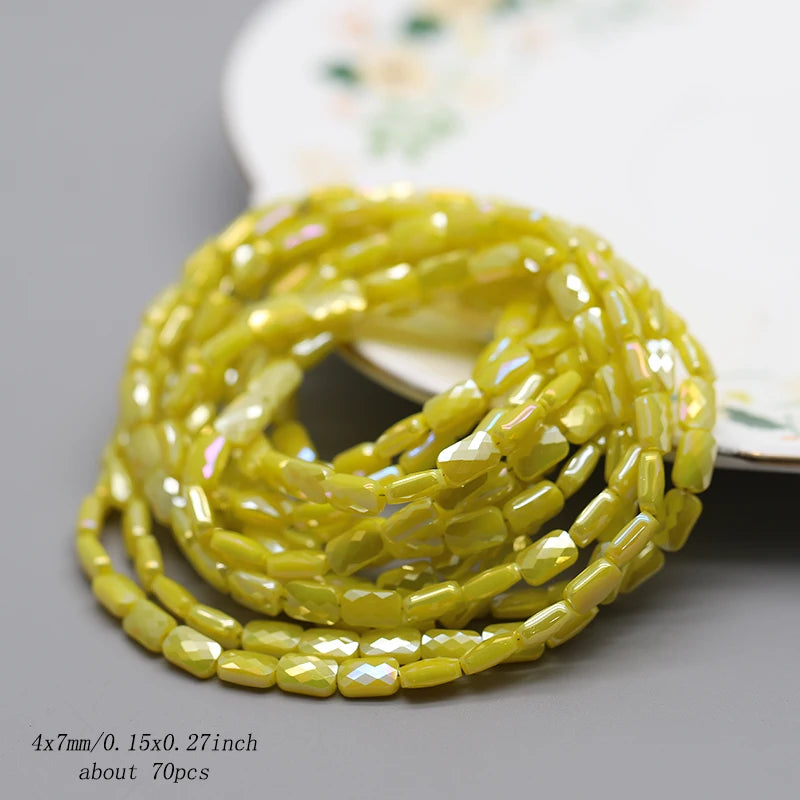 70pcs/lot Color Faceted Square Loose Beads Crystal Glass Beads Faceted Loose Spacer Beads for Jewelry Making DIY
