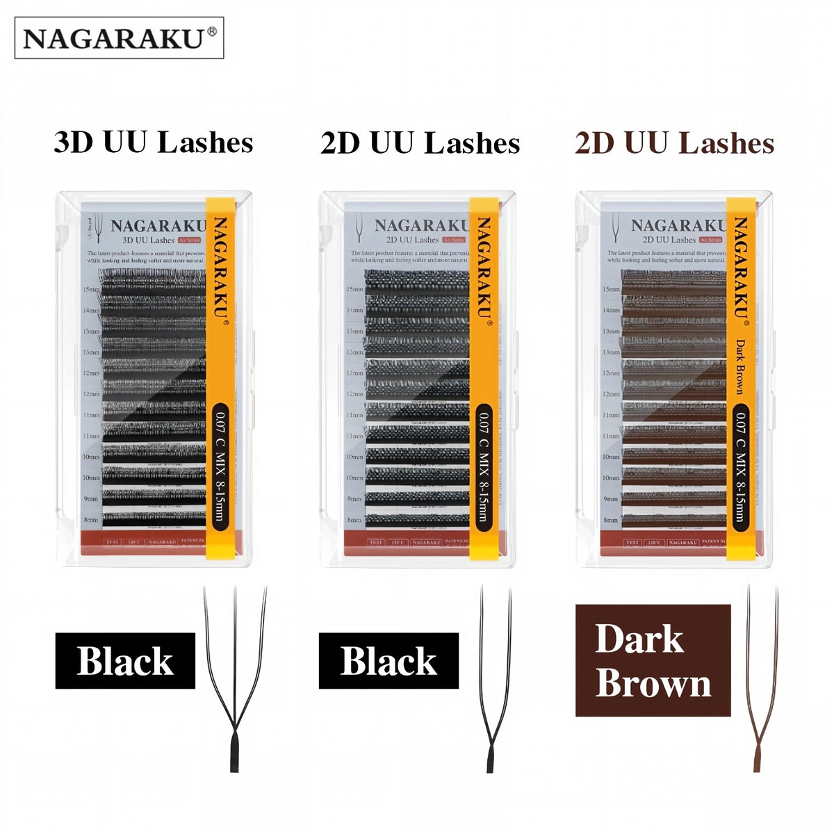 NAGARAKU 2D 3D UU Lashes U Shape Eyelash Premium Soft YY Eyelashes Extension Makeup Mesh Net Cross Volume Eyelash
