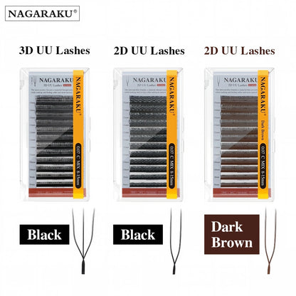 NAGARAKU 2D 3D UU Lashes U Shape Eyelash Premium Soft YY Eyelashes Extension Makeup Mesh Net Cross Volume Eyelash