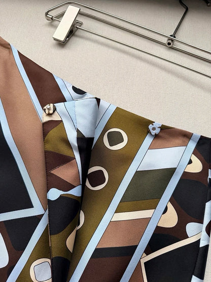 Summer Fashion Party Vintage Pattern Print Silk Mini Pencil Skirt Women's Low Waist Slim Buckle Strap Buttock Covering Skirt