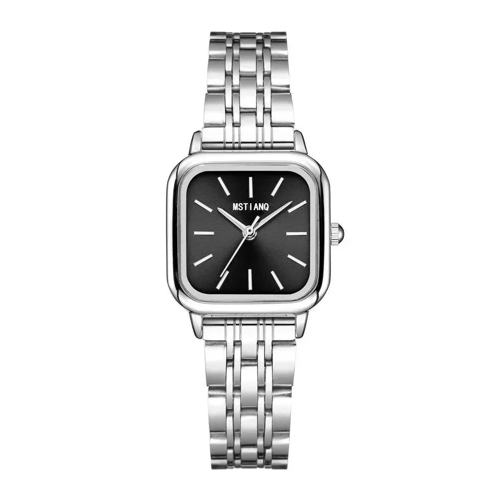 Stainless Steel Watch Women's Ins Style Simple Student Quartz Watch Casual Fashion Versatile Luxury Small Square Wristwatch
