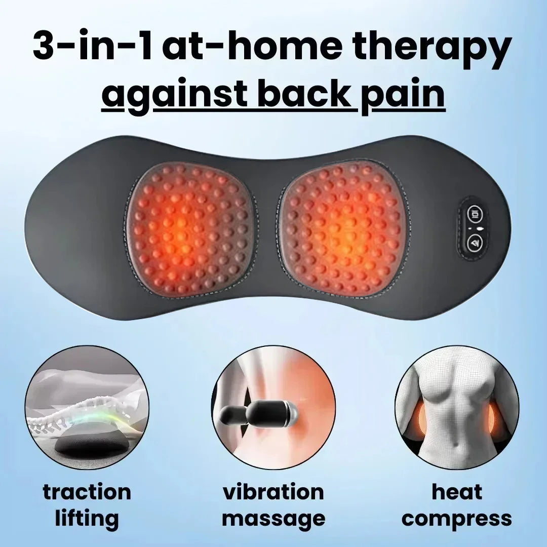 3 in 1 Electric Lumbar Support Pillow with Adjustable Height Lying Flat Waist Relief Waist Support Waist Pillow Heating Vibratin