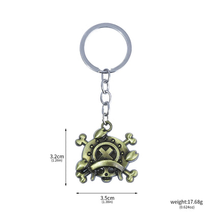 One Piece Luffy Straw Hat Keychain Rotatable Zoro Skull Metal Pendant Role-Playing Decorative Accessories Fan Jewelry Gift