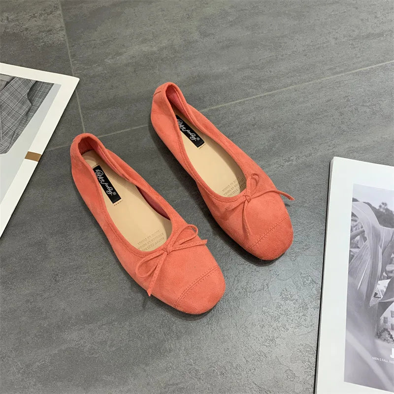 2025 Soft Sole Leopard Shoes Woman Bowtie Flock Ballet Flats Barefoot Loafers Ladies Daily Mocassines Slip On Dress Office Shoes