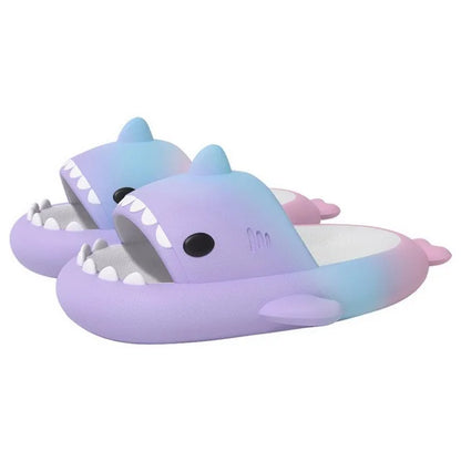 Summer Funny Cute Women Gradient Shark Slippers Men Outdoor Soft EVA Beach Sandals Couple Indoor Floor Non-slip Thick Flip Flops