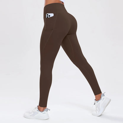 Women Butt Lifting Fitness Leggings With Pockets Tummy Control Sports Pant High Waist Fitness Tights Gym Clothing Sportswer