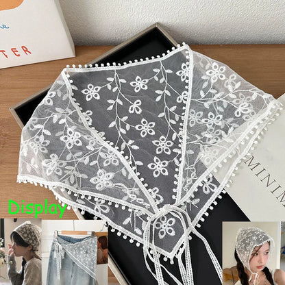 2026 HOT SALE! Y2K Women Lace Tulle Bandage Skirt Stacked Lace Half Skirt Layering Small Butt Curtain Flower Triangle Hair Scarf