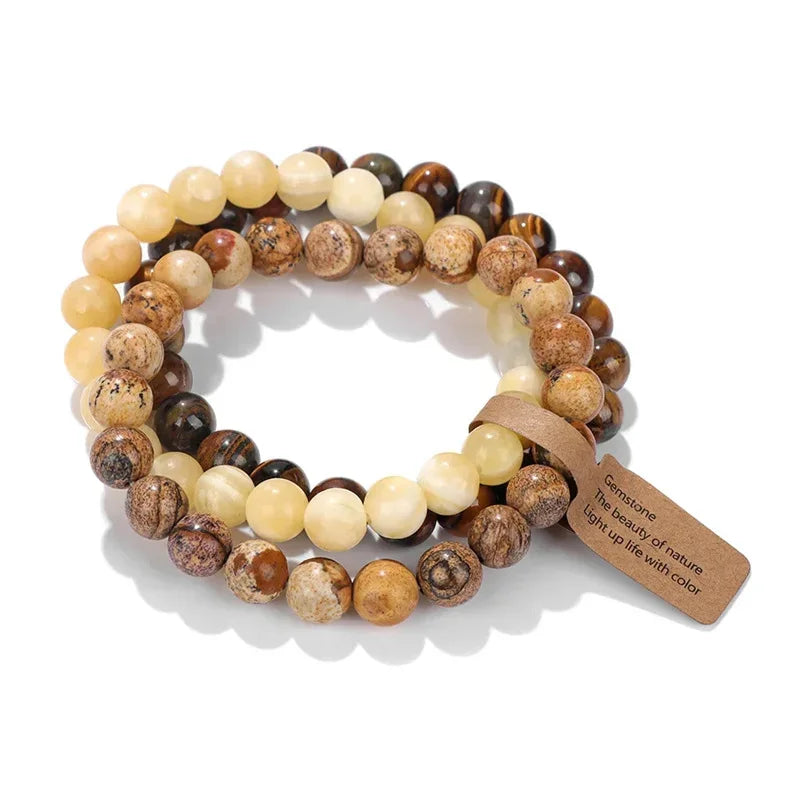 Natural Stone Crystal Beads Semi Precious Women's Bracelet Amethyst Multi Layered Combination Bracelets