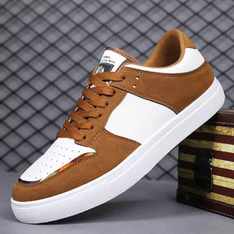 White Vulcanized Sneakers Men's Flat Comfortable Shoes Lace up Zapatillas Hombre Casual Walking Sneakers Plus Size 39-48