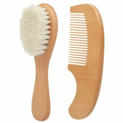 Newborn Baby Wool Baby Wooden Brush Comb Newborn Hair Brush Infant Head Massager Portable Baby Comb Hair Bath Brush Comb New