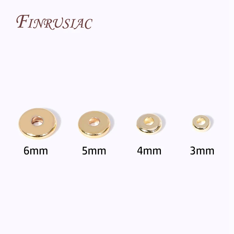 3mm-6mm Flat Spacer Beads 18K Gold Plated Brass Metal Beads Separators For Bracelets Accessories DIY Jewelry Making Supplies