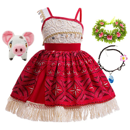 New Movie Girl Dress 2026 Halloween Party Ocean Adventure Costume Princess Clothes Children Vaiana Outfit Dress