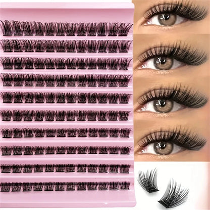 Cluster Lashes, 240pcs 40D 9-16mm Mixed Lengths, Ultra-Natural Look Thin Ultra-Soft Ultra-Light, Reusable  for Beginners