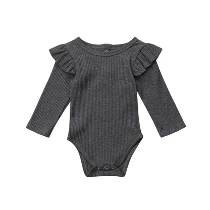 ma&baby 0-24M Spring Fall Newborn Baby Girls Romper Infant Knit Ruffle Jumpsuit Soft Long Sleeve Solid Color  Clothing