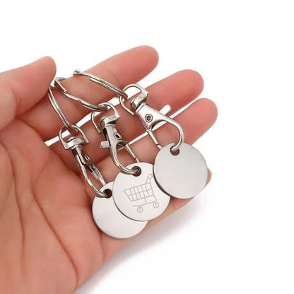 2pcs.Stainless Steel Supermarket Shopping Cart Token Keychain, Anti-loss Token Set Keyring Pendant, Keychain Design.Perfect Gift