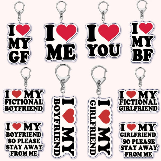 Custom I Love You My Fictional Boyfriend Awesome Girlfriend Keychain Emo Boys Hot Wife Mom Dad Key Ring Keychains Bf Gf Gifts