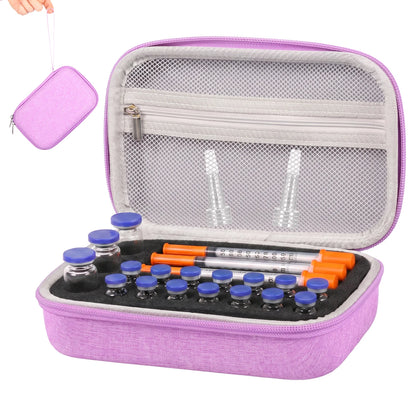 Insulin Vial Case 3ml 30ml Portable Medicine Organizer EVA Oxford Storage Box With Foam Slots For Travel Fridge Storage