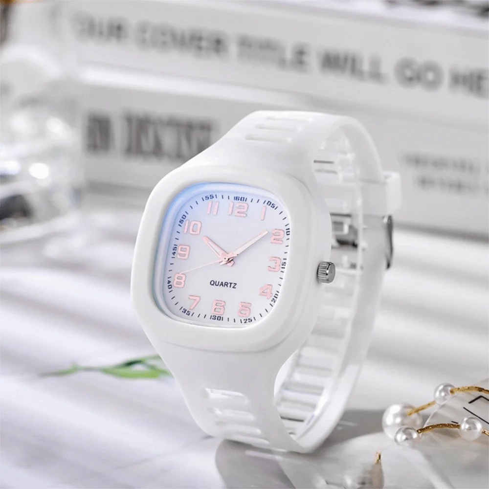 Minimalist Silicone Strap Square Watch Square Casual Wrist Watch Quartz Watch Students