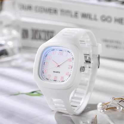 Minimalist Silicone Strap Square Watch Square Casual Wrist Watch Quartz Watch Students