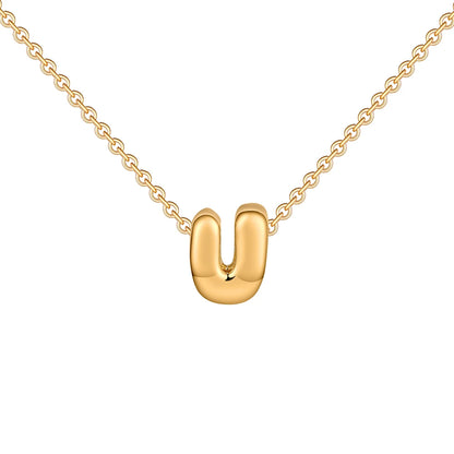 Dainty Mini Bubble Letter Necklace Gold Plated Balloon Initial Tiny Small Pendent Necklaces for Women Jewelry Teen Girls Gifts