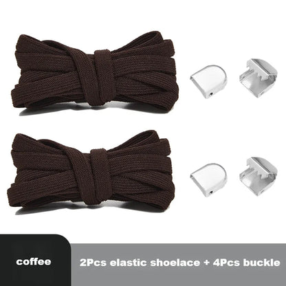 1 Pair Flat Elastic No-Tie Shoe Laces for Sneakers Tennis Shoes Quick Clip-On Shoelaces Accessories for Kids & Adults