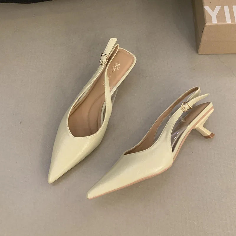 Women's Pointed-Toe Low-Heel Slingbacks in Style Options