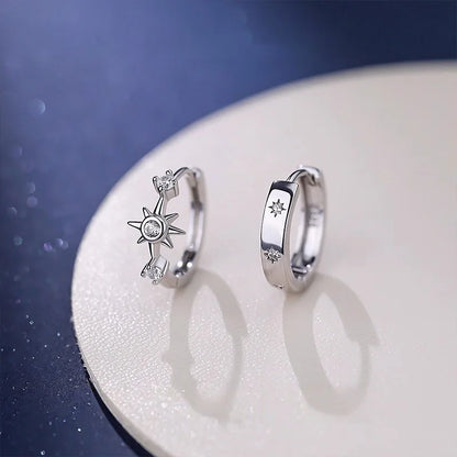 925 Sterling Silver Zircon Star Asymmetry Hoop Earrings For Women Party Classic Fine Jewelry Small Niche Minimalist Accessories