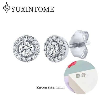 925 Sterling Silver Ear needles Crystal Zircon Small studs Earrings for Women gold-plated round Piercing Earrings New in 2022