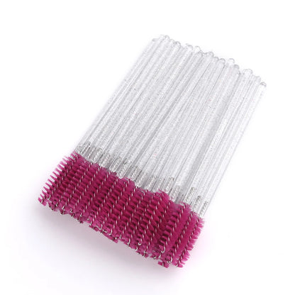 50pcs Disposable Eyelash Brushes Extension Crystal Eyebrow Brush Mascara Wand Eye Lashes Cosmetic Tool Set Makeup Beauty