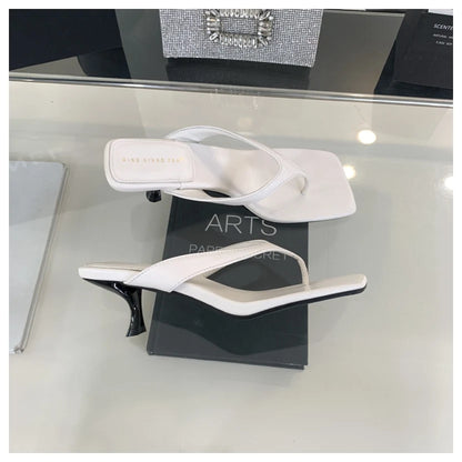 Fashion Brand High Heel Slippers Women Slip On Slide Narrow Band Sandals Shoes Casual Female Slipper Big Size 40 Sandalias Mujer
